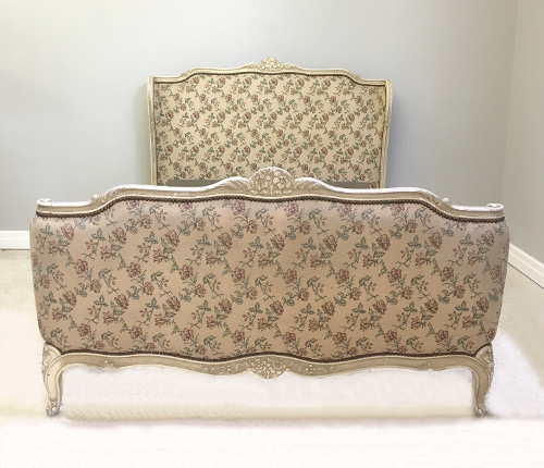 Old french corbeille capitone double bed